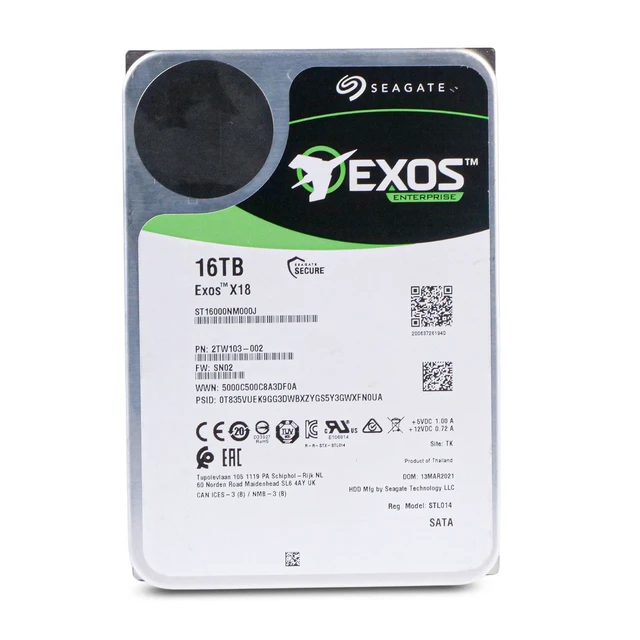 Alt view image 2 of 7 - Seagate Exos X18 16TB ST16000NM000J 7.2K RPM SATA 6Gb/s 512e 3.5" Enterprise HDD