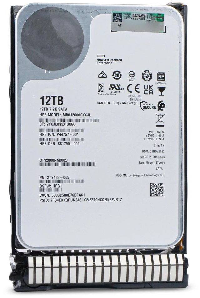Alt view image 2 of 7 - HP Generation 8 12TB MB012000GYCJL P44757-001 7.2K RPM SATA 6Gb/s 512e 3.5" HDD