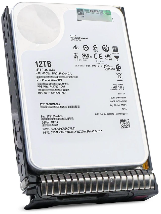 Alt view image 4 of 7 - HP Generation 8 12TB MB012000GYCJL P44757-001 7.2K RPM SATA 6Gb/s 512e 3.5" HDD
