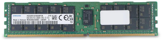 Alt view image 2 of 7 - Samsung 64GB DDR4 3200MHz M393A8G40AB2-CWEBY 2Rx4 PC4-3200AA RDIMM Server RAM
