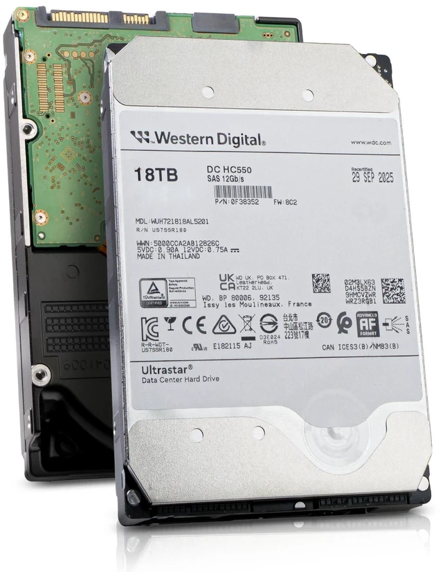 Main image of (NOT FOR HOME PC!) WD Ultrastar DC HC550 18TB WUH721818AL5201 0F38352 SAS 12Gb/s 3.5in HDD