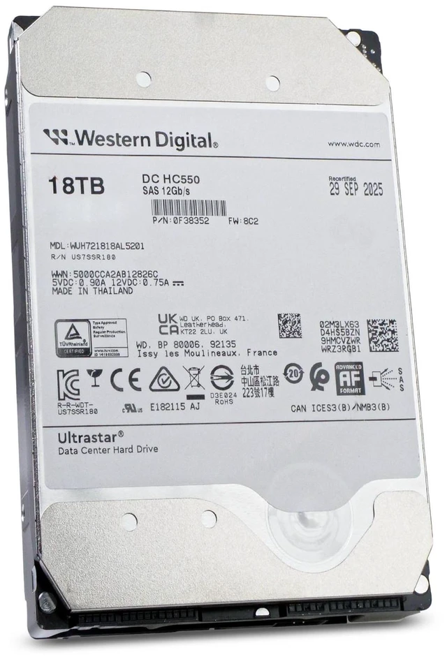 Alt view image 5 of 7 - (NOT FOR HOME PC!) WD Ultrastar DC HC550 18TB WUH721818AL5201 0F38352 SAS 12Gb/s 3.5in HDD