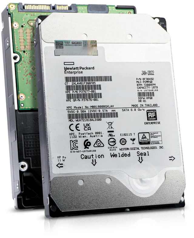 Main image of HP/WD 18TB WUH721818ALE600 0F38492 7.2K RPM SATA 6Gb/s 512e 3.5" Enterprise HDD