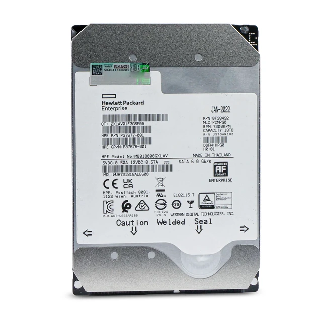 Alt view image 3 of 7 - HP/WD 18TB WUH721818ALE600 0F38492 7.2K RPM SATA 6Gb/s 512e 3.5" Enterprise HDD