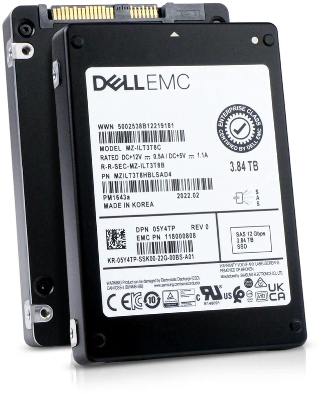 Main image of (NOT FOR HOME PC!) Dell/Samsung 3.84TB MZILT3T8C SAS 12Gb/s 3D TLC 1 DWPD 2.5" Enterprise SSD