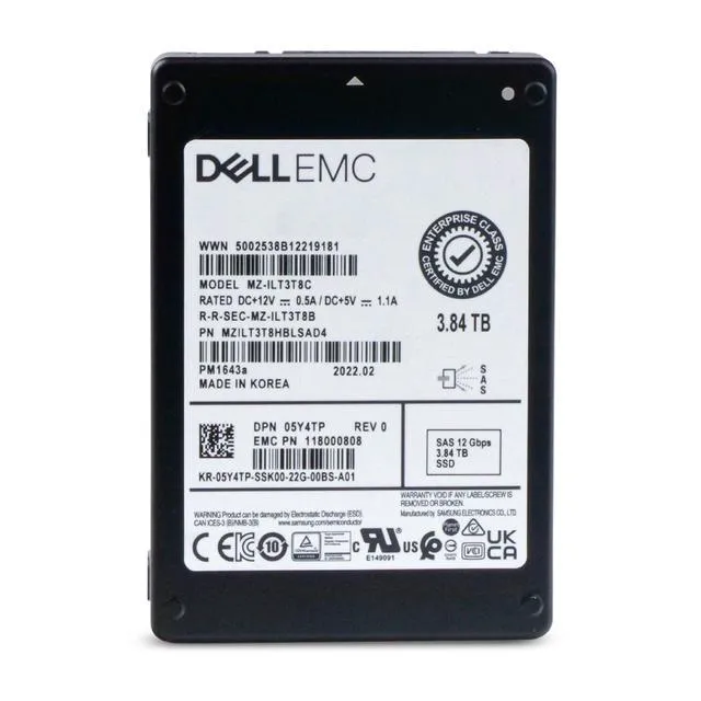 Alt view image 4 of 7 - (NOT FOR HOME PC!) Dell/Samsung 3.84TB MZILT3T8C SAS 12Gb/s 3D TLC 1 DWPD 2.5" Enterprise SSD
