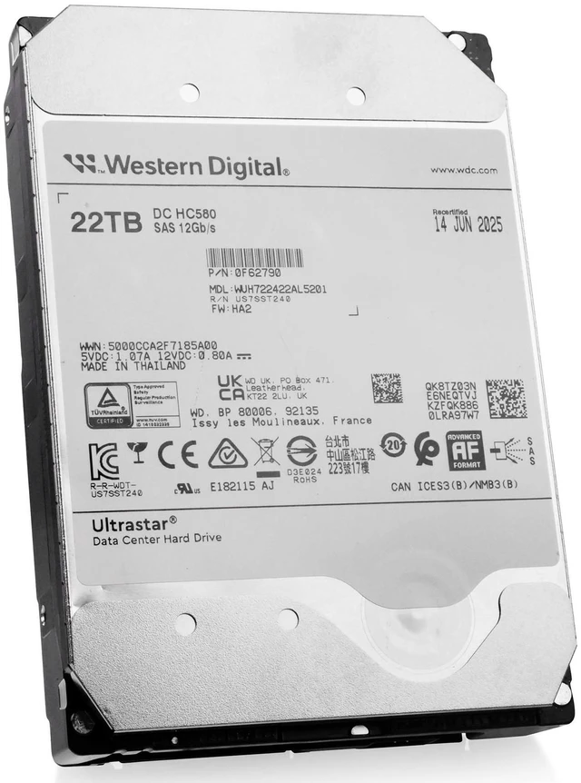 Alt view image 2 of 6 - (NOT FOR HOME PC!) WD DC HC580 22TB WUH722422AL5201 0F62790 7.2K RPM SAS 12Gb/s 512e 3.5" HDD