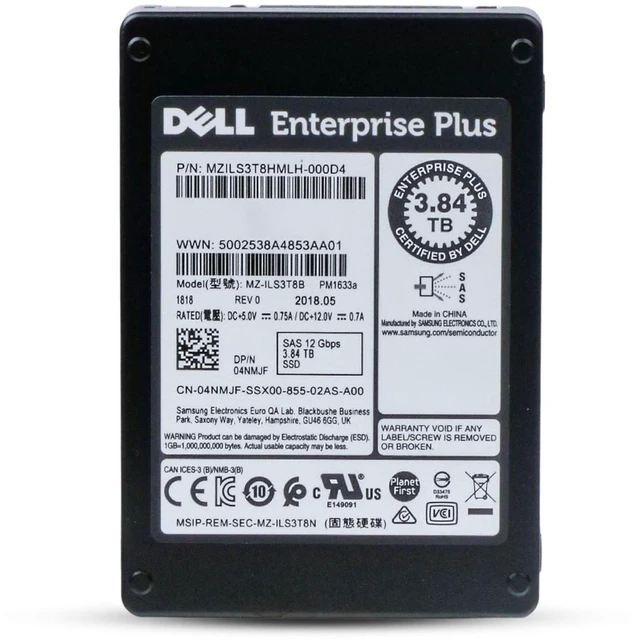 Alt view image 3 of 7 - (NOT FOR HOME PC!) Dell/Samsung PM1633a 3.84TB MZILS3T8HMLH SAS 12Gb/s 3D TLC 1 DWPD 2.5" SSD