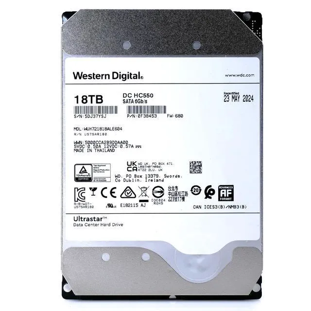 Alt view image 4 of 6 - WD Ultrastar DC HC550 18TB WUH721818ALE604 0F38453 7.2K RPM SATA 6Gb/s 3.5" HDD