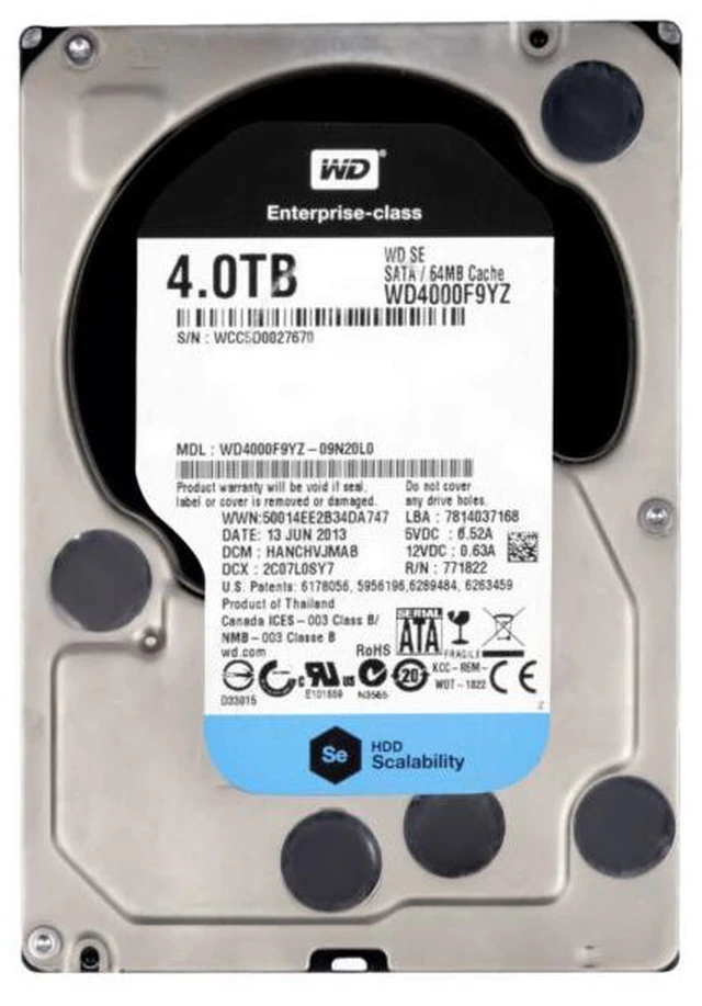 Main image of Western Digital SE 4TB, 7200 RPM, 3.5 inch Internal Hard Drive - WD4000F9YZ