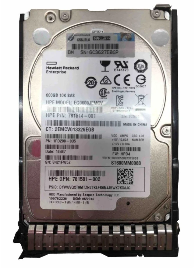 Main image of (NOT FOR HOME PC!) HPE 600GB 10K SAS 12Gb/s 2.5" SFF Enterprise HDD EG0600JEMCV 781577 781514