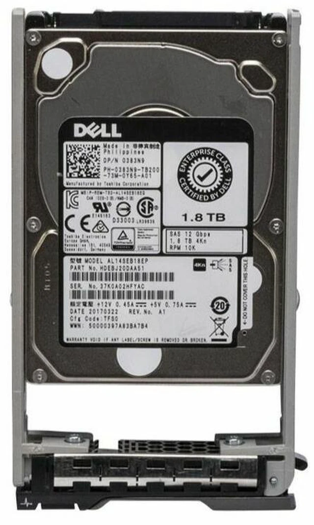 Main image of (NOT FOR HOME PC!) Dell 1.8TB 10K SAS 12Gb/s 2.5" SFF Enterprise HDD 383N9 0383N9 AL14SEB18EP
