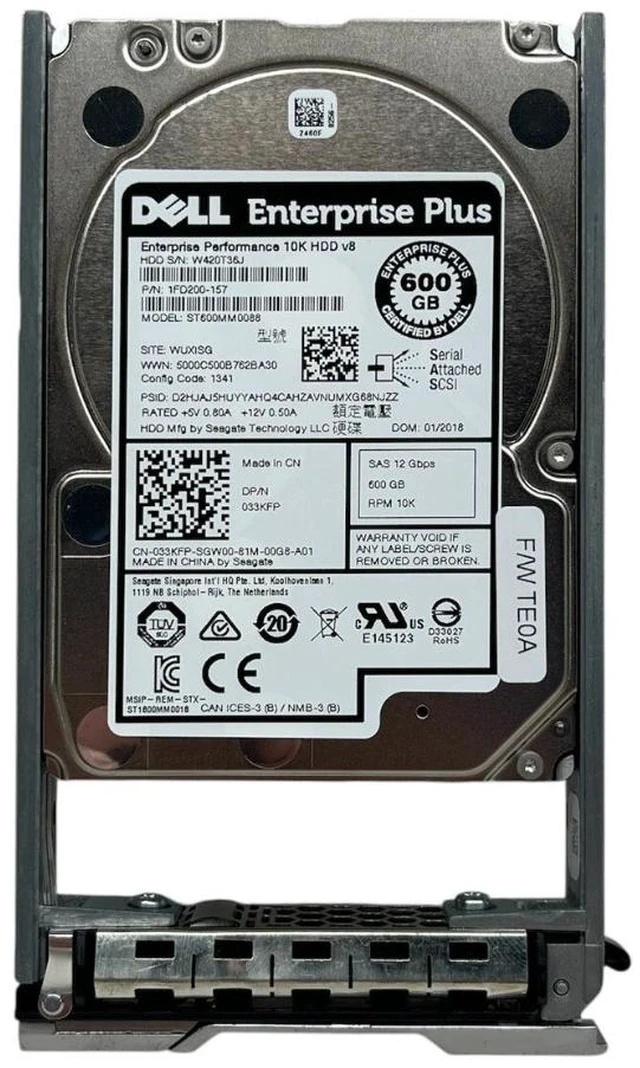 Main image of (NOT FOR HOME PC!) Dell 600GB 10K SAS 12Gb/s 2.5" SFF Enterprise HDD 33KFP 033KFP ST600MM0088