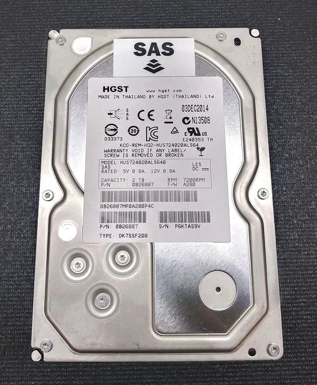 Main image of (NOT FOR HOME PC!) HGST - HUS724020ALS640 - DK7SSF200 - 3.5" 2TB 7.2k SAS HDD