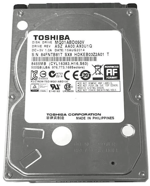 Main image of Toshiba 500GB 5400RPM 8MB Cache 9.5mm SATA 3.0Gb/s 2.5" Notebook Hard Drive