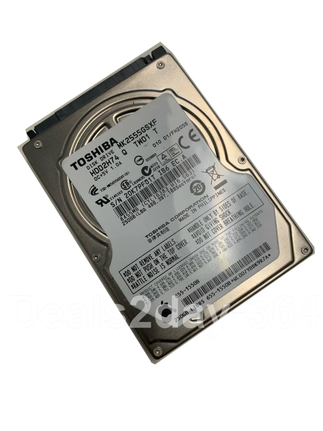 Alt view image 2 of 4 - TOSHIBA 250GB Laptop Hard Drive MK2555GSXF 5400RPM 2.5