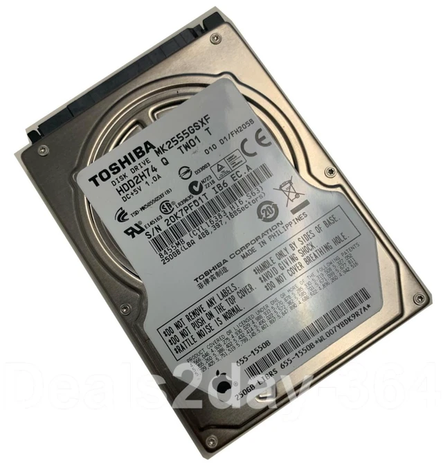 Main image of TOSHIBA 250GB Laptop Hard Drive MK2555GSXF 5400RPM 2.5