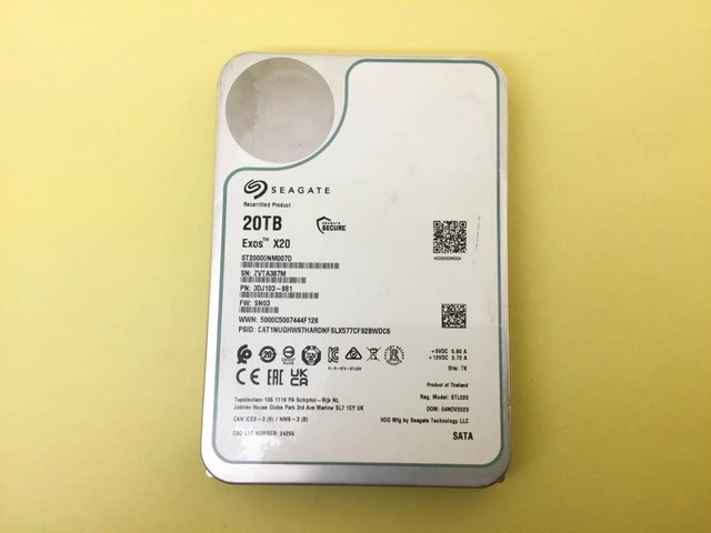 Main image of Seagate Exos X20 20TB 7.2K SATA 6Gb/s 256MB 3.5in Internal HDD ST20000NM007D
