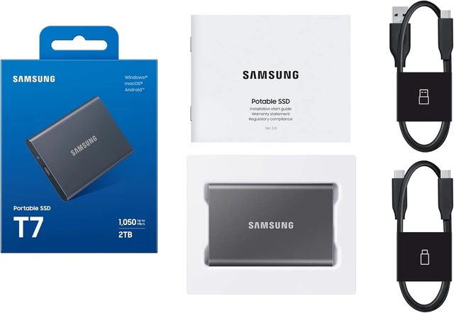 Alt view image 7 of 7 - SAMSUNG T7 1TB External Portable SSD, Up to 1,050MB/s, USB 3.2 Gen 2 (Blue)