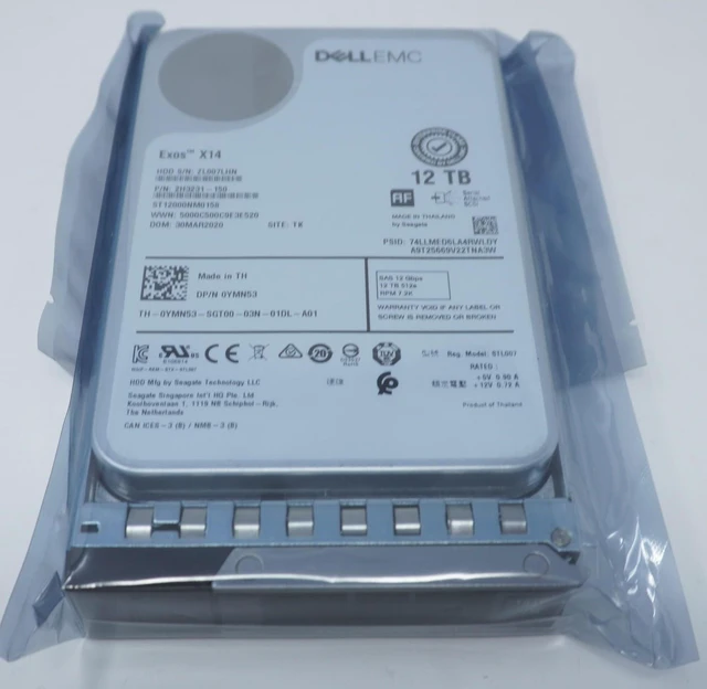 Alt view image 2 of 2 - (NOT FOR HOME PC!) ST12000NM0158 DELL YMN53 12TB 7.2K DISK SAS 3.5IN 512E (PE) Server Hard Drive