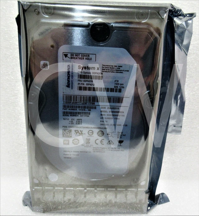Main image of (NOT FOR HOME PC!) 00FN209 00FN208 00FN212 LENOVO 4TB 7.2K RPM 12Gb/s G2HS NL 3.5" SAS Hard Drive