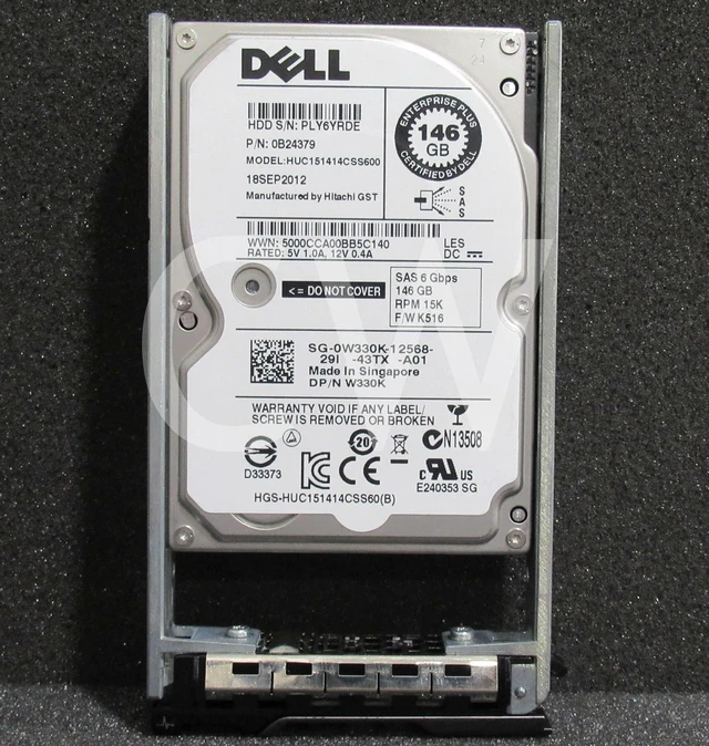 Main image of (NOT FOR HOME PC!) W330K HUC151414CSS600 Dell 146GB 15K RPM 6Gb/s 2.5"SAS HDD R730xd R930 T330 T530