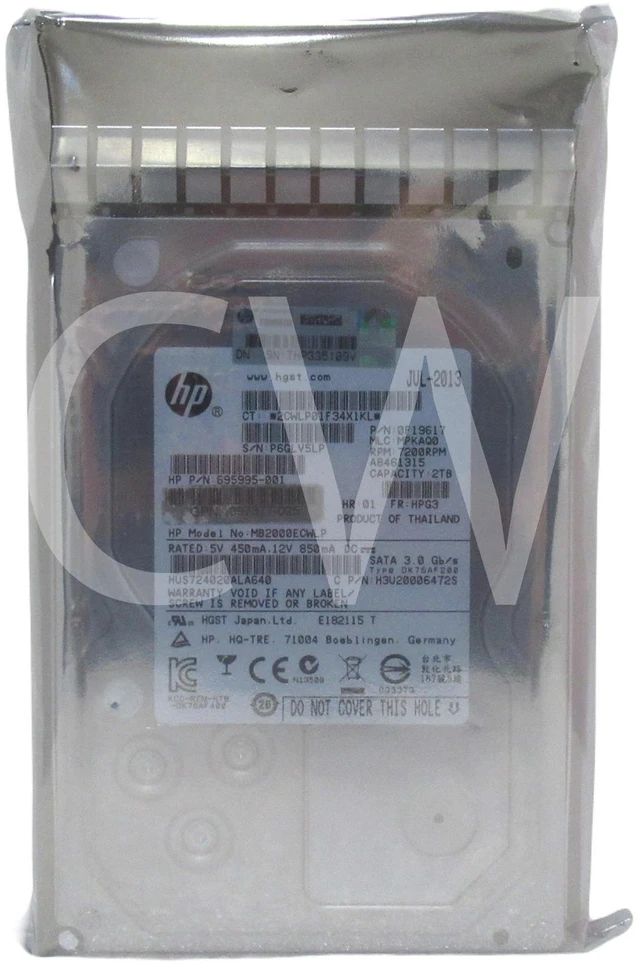 Main image of 508040-001 638516-001 507632-B21 HP 2TB 7.2K RPM 3Gb/s 3.5" SATA HDD Hard Drive