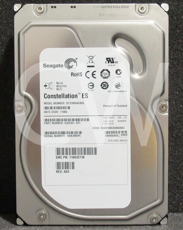 Main image of (NOT FOR HOME PC!) ST31000424SS Seagate ES 1TB 7.2K RPM 6Gb/s 3.5" SAS HDD Hard Drive