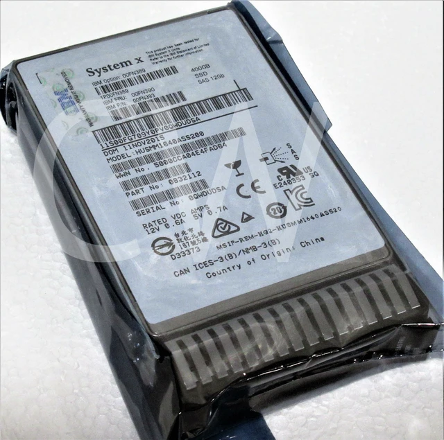 Alt view image 3 of 3 - (NOT FOR HOME PC!) 00FN390 00FN389 00FN393 IBM 400GB MLC 12Gbps Hot Swap 2.5" SAS Solid State Drive