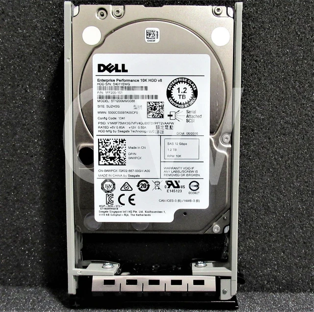 Main image of (NOT FOR HOME PC!) WXPCX Dell POWEREDGE 1.2TB 10K RPM 12Gbps 2.5"SAS HDD R430 R730xd T530 R630 T330