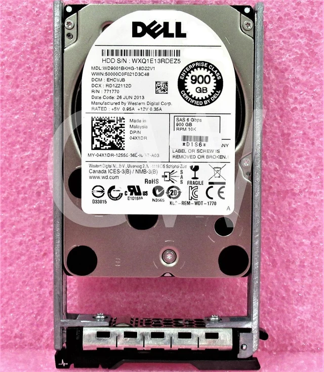 Main image of (NOT FOR HOME PC!) 4X1DR 04X1DR Dell 900GB 10K RPM 6Gbps 2.5" SAS HDD Hard Drive W/R Tray