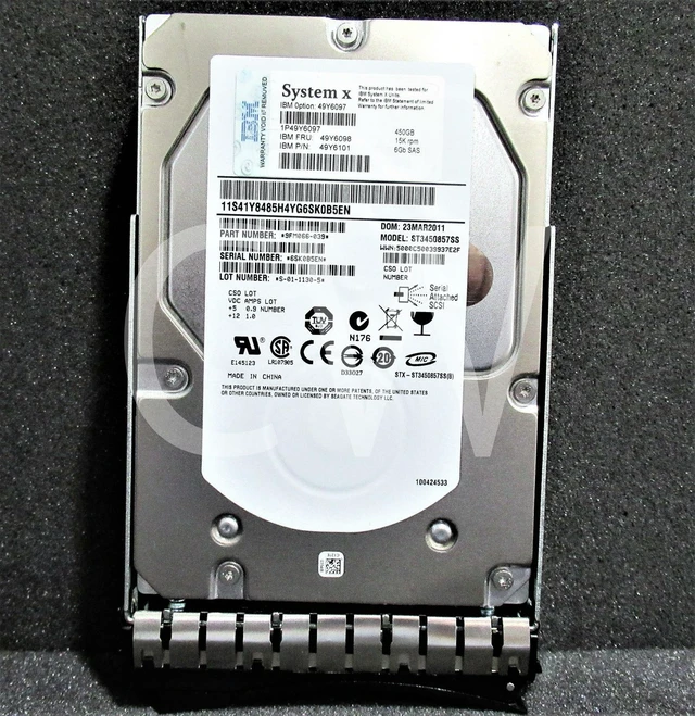 Main image of (NOT FOR HOME PC!) 49Y6098 49Y6097 49Y6101 IBM 450GB 15000RPM 6Gbps 3.5" SAS SERVER HDD Hard Drive