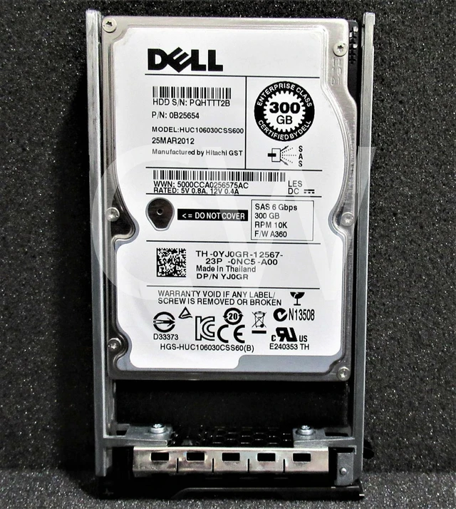 Main image of (NOT FOR HOME PC!) YJ0GR HUC106030CSS60 Dell 300GB 10K RPM 6Gb/s 2.5" SAS SERVER HDD Hard Drive