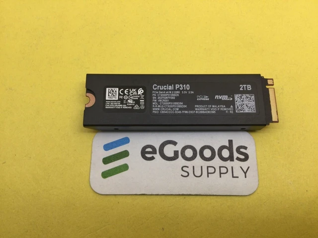 Alt view image 2 of 3 - CT2000P310SSD5 Crucial P310 2TB PCIe Gen4 NVMe M.2 2280 SSD with heatsink