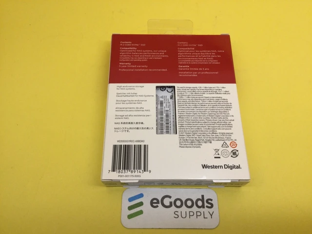 Alt view image 2 of 2 - WD Red SN700 500GB NVMe PCIe Gen3 M.2 2280 Internal NAS SSD WDS500G1R0C