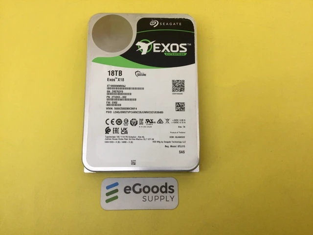 Main image of (NOT FOR HOME PC!) Seagate Exos X18 18TB 7200 RPM SAS 12Gb/s 3.5" Enterprise HDD ST18000NM004J