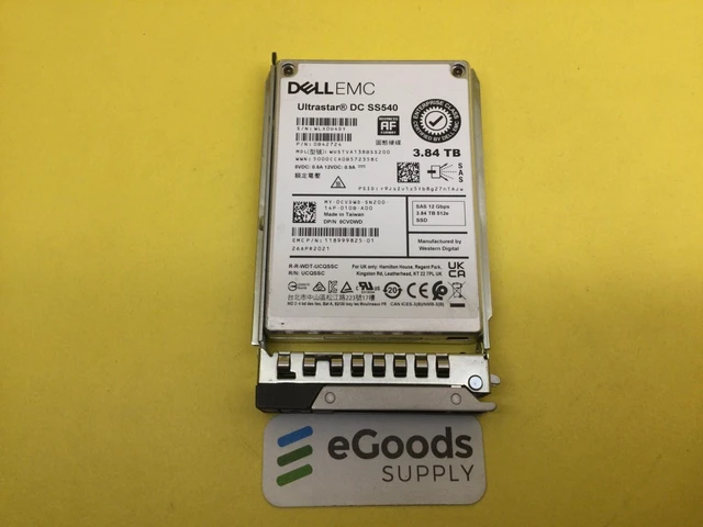 Main image of (NOT FOR HOME PC!) CVDWD DELL EMC 3.84TB SAS 12Gb/s Read Intensive 2.5in SSD 0CVDWD WUSTVA138BSS200