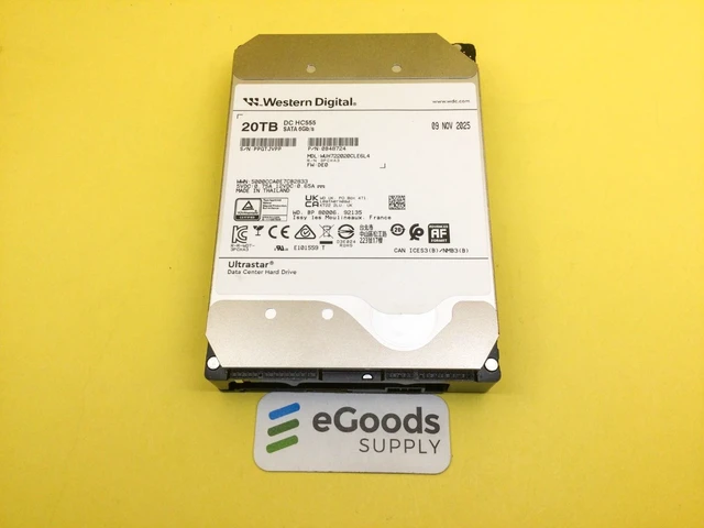 Main image of WUH722020CLE6L4 WD Ultrastar DC HC555 20TB 7.2K SATA 6Gb/s 512e 3.5in HDD