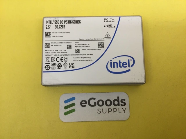Main image of INTEL D5-P5316 Series 30.72TB NVME PCie 4.0 2.5" U.2 SSD SSDPF2NV307TZ