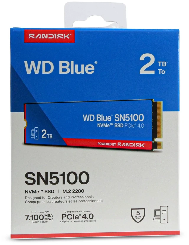 Main image of WD Blue SN5100 2TB WDS200T5B0E PCIe Gen 4.0 x4 8GB/s 3D QLC NVMe M.2 2280 SSD