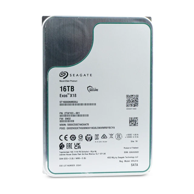 Alt view image 2 of 7 - Seagate Exos X18 16TB ST16000NM000J 7.2K RPM SATA 6Gb/s 512e 3.5" Enterprise HDD