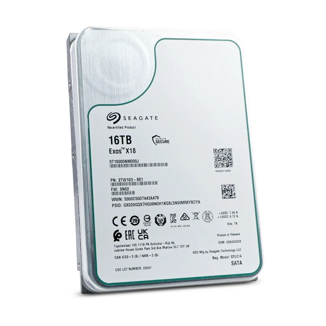 Alt view image 4 of 7 - Seagate Exos X18 16TB ST16000NM000J 7.2K RPM SATA 6Gb/s 512e 3.5" Enterprise HDD