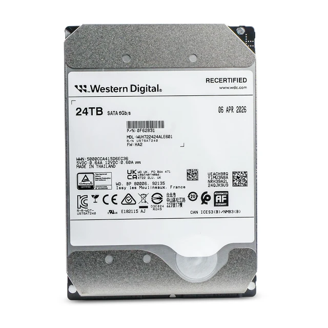 Alt view image 4 of 7 - WD HC580 24TB WUH722424ALE601 0F62831 7.2K RPM SATA 6Gb/s 512e 512MB 3.5" HDD