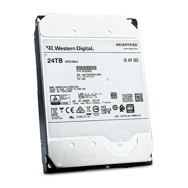 Alt view image 6 of 7 - WD HC580 24TB WUH722424ALE601 0F62831 7.2K RPM SATA 6Gb/s 512e 512MB 3.5" HDD