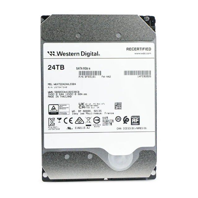 Alt view image 4 of 7 - WD HC580 24TB WUH722424ALE604 0F65101 7.2K RPM SATA 6Gb/s 512e 3.5" Hard Drive