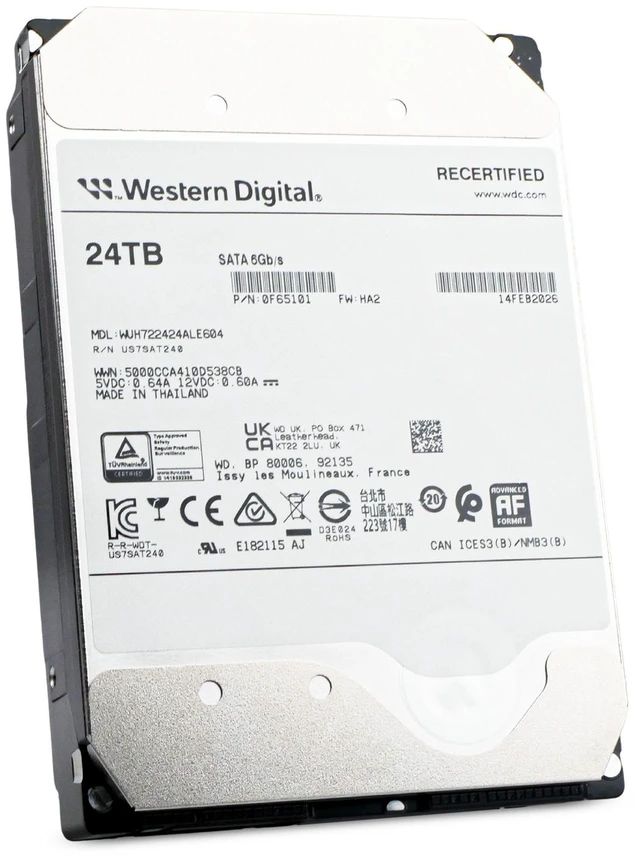 Alt view image 6 of 7 - WD HC580 24TB WUH722424ALE604 0F65101 7.2K RPM SATA 6Gb/s 512e 3.5" Hard Drive
