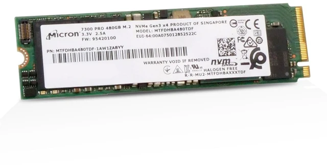Alt view image 4 of 6 - Micron 7300 PRO 480GB MTFDHBA480TDF PCIe Gen 3 x4 4GB/s 3D TLC NVMe M.2 2280 SSD