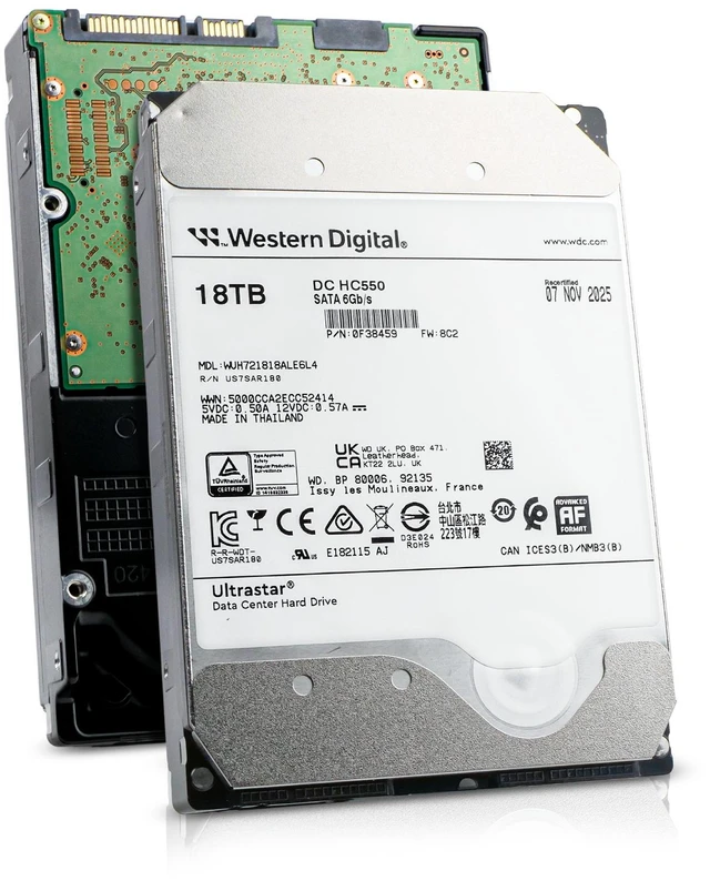 Main image of WD Ultrastar DC HC550 18TB WUH721818ALE6L4 0F38459 7.2K RPM SATA 6Gb/s 3.5" HDD