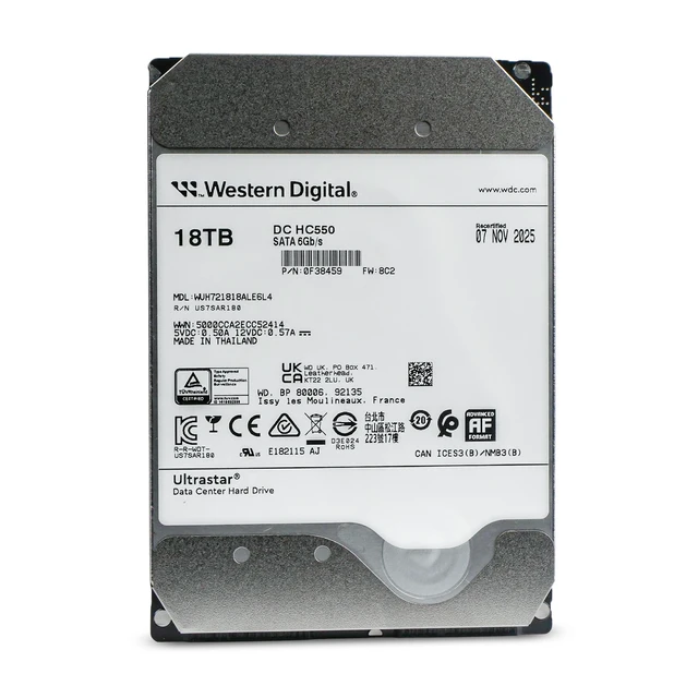 Alt view image 3 of 7 - WD Ultrastar DC HC550 18TB WUH721818ALE6L4 0F38459 7.2K RPM SATA 6Gb/s 3.5" HDD
