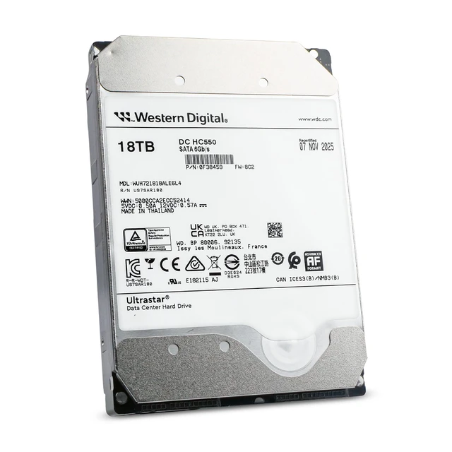 Alt view image 5 of 7 - WD Ultrastar DC HC550 18TB WUH721818ALE6L4 0F38459 7.2K RPM SATA 6Gb/s 3.5" HDD